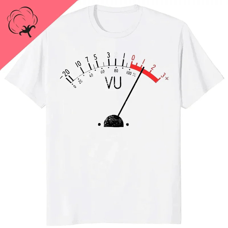 Kaos Katun O-Leher Analog Vintage VU Meter Sound Engineer Elektronik untuk Pria, Kaos Lucu Studio Re