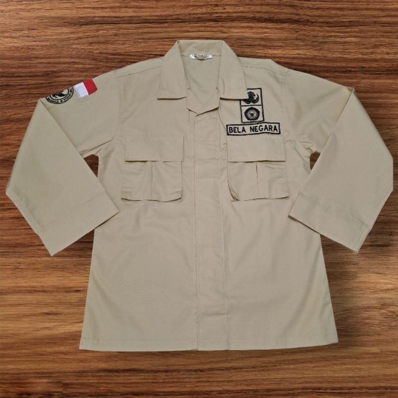 Setelan Seragam PDL PNS Kemhan Bela Negara Bahan Ripstop Tornado Logo Bordir