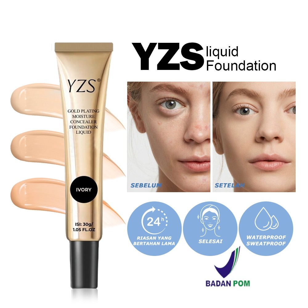 Foundation Cair YZS Full Coverage Makeup Wajah Alas Bedak Tahan Lama Waterproof