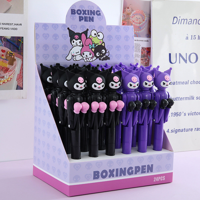 

24pcs Sanrio Gel Pen Kuromi Student Writing 0.5mm Blue Ballpoint Cartoon Boxing Pen Office Supplies Stationery Gifts