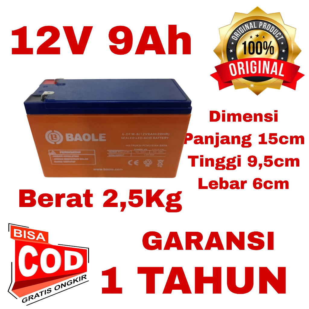 BATTERY/AKI SPRAYER VARIASI 12V 9AH(BERGARANSI - AKI ACCU UPS BATERAI SPRAYER ELEKTRIK 12V - AKI 9 A