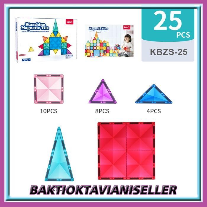 Kebo Starshine Magnetic Tiles 25 Pcs mainan edukasi magnet susun