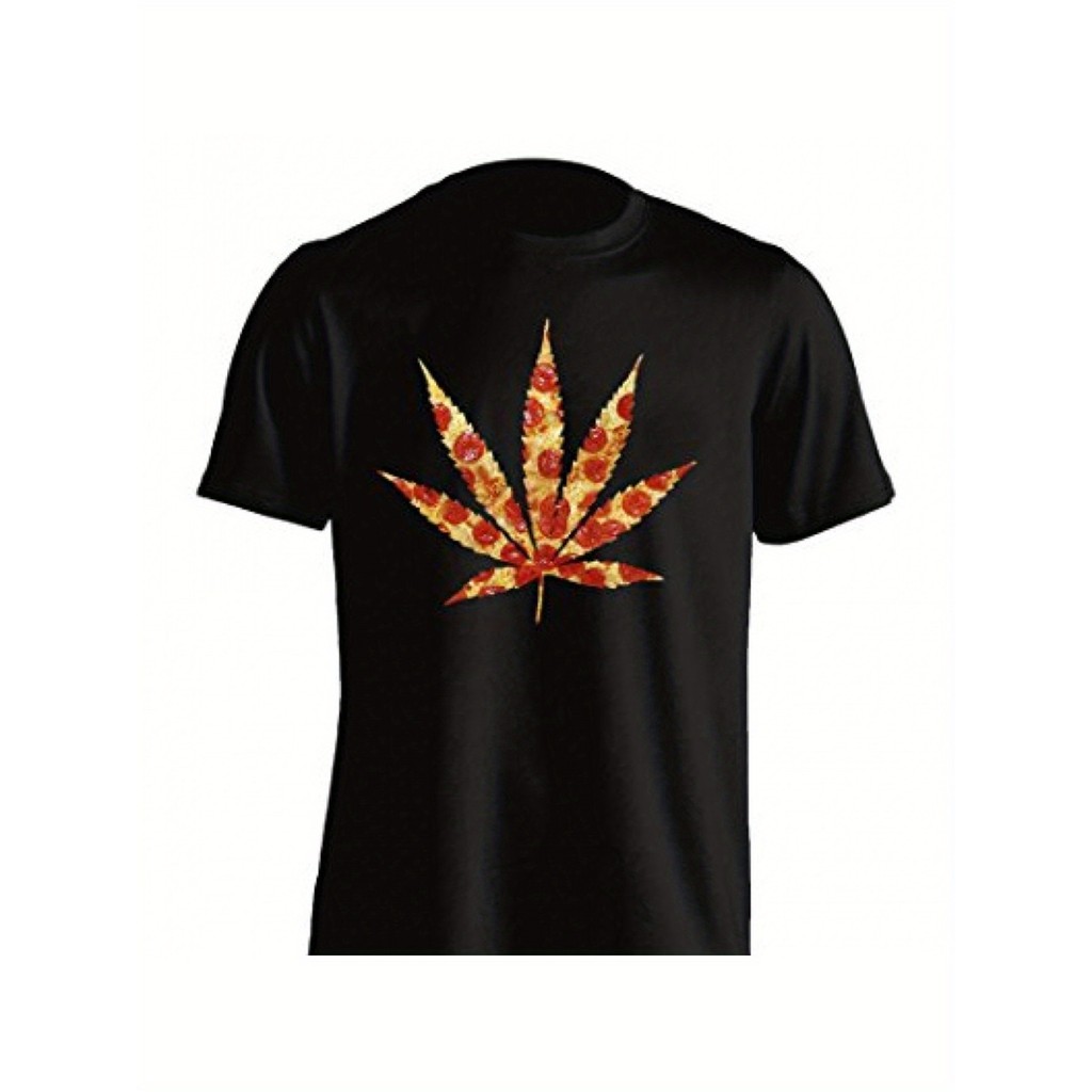 1 Pc T Shirt Katun Pria Lengan Pendek Leher Bulat Motif Daun Kasual