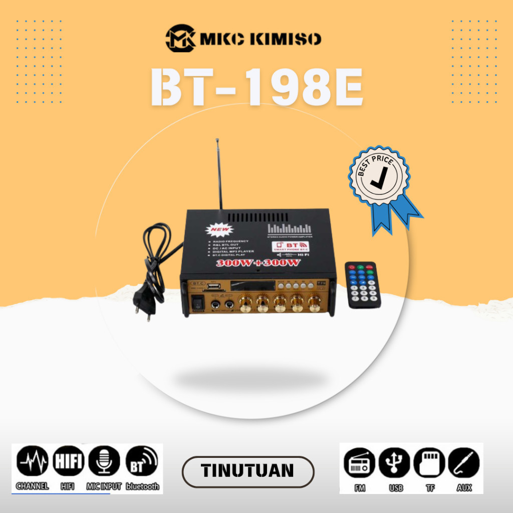 COD NEWW Amplifier BT-198E ECHO Amplifier Karaoke Bluetoth Power Amplifier, ampli mini