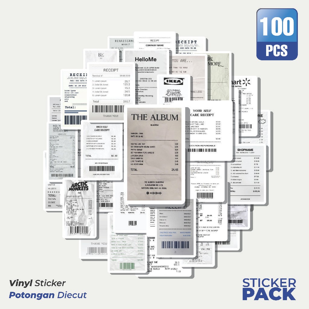 

MURAH 100 PCS Stiker SHOPPING LIST CASH RECEIPT SERIES [Struk Belanja] Waterproof Aesthetic- Untuk Laptop, Motor, dan Helm - Paper Stationery Pack