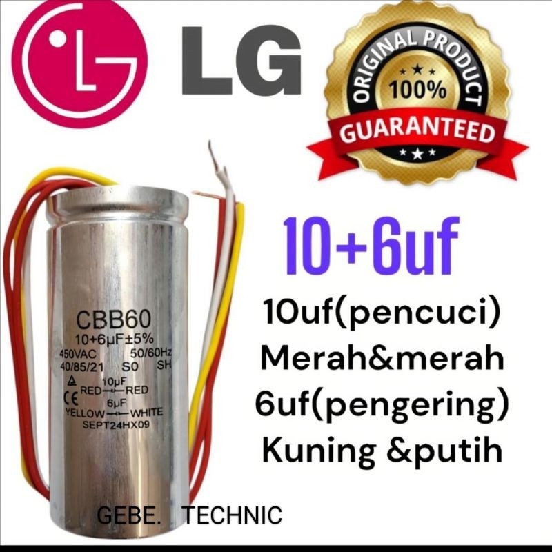KAPASITOR Mesin Cuci 2 Tabung LG Original Plat