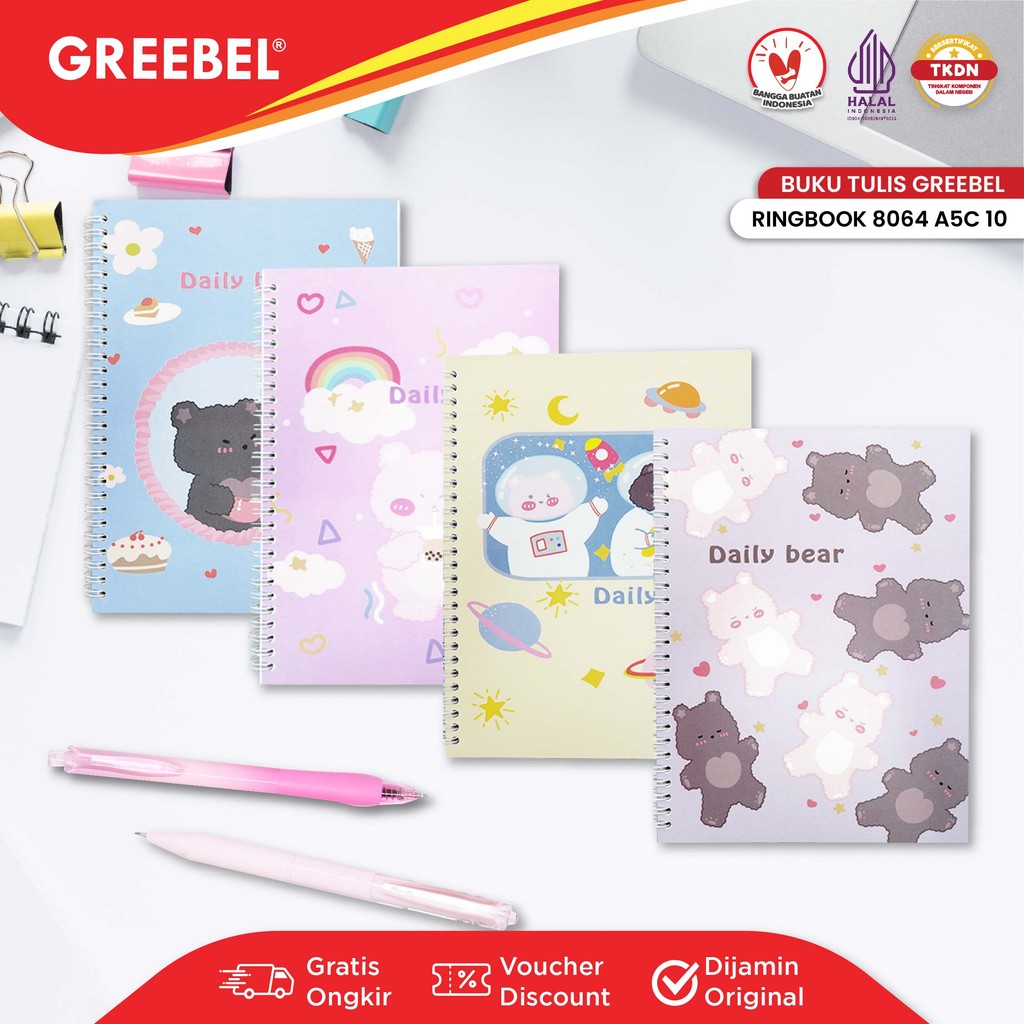 

GREEBEL Buku Catatan / Ringbook Motif / Ringbook / Buku Ringbook 8064 A5C 10
