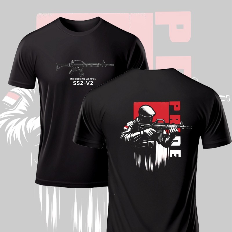 KAOS MILITER ARMY Senapan Serbu SS2-V2 Pindad / Baju Kaos TNI Pasukan Khusus / KAOS TACTICAL Airsoft