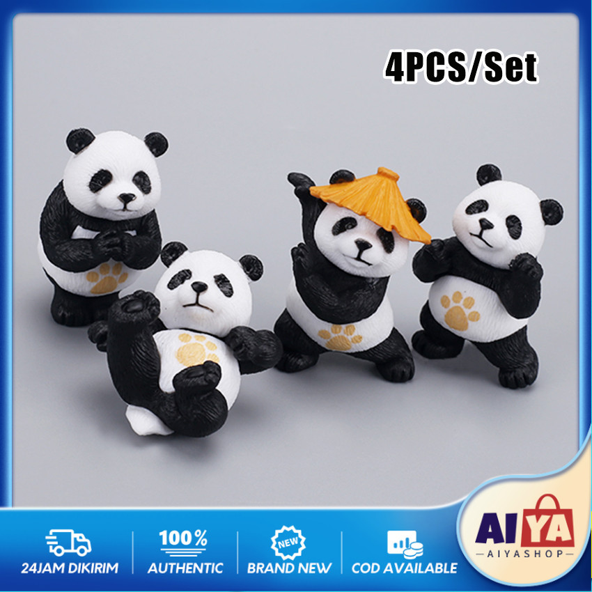4Pcs/Set Figure Set Panda Action Figure Kungfu Panda Pajangan Hiasan Dashboard Mobil Ornamen Miniatu