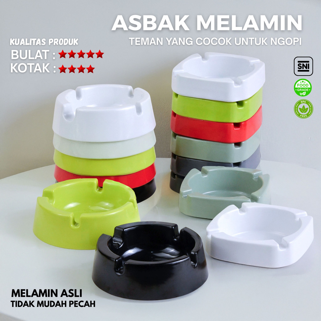 Asbak Melamin Persegi Asbak Rokok Mewah Tebal Asbak Cafe/Hotel