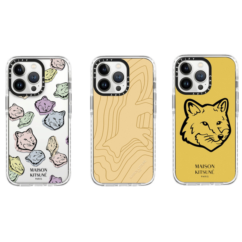 Caseti Maison Kitsune Soft Case Untuk iPhone 16 16e 15 14 Plus 11 12 13 Pro Max Shockproof TPU Clear