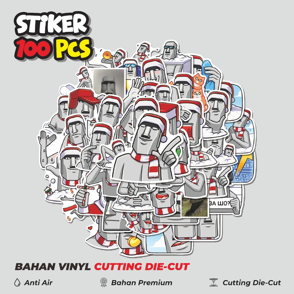 

Terbaru! 50 pcs Stiker Moai Snow Dekorasi Lucu Kreatif untuk Notebook, Skateboard, HP