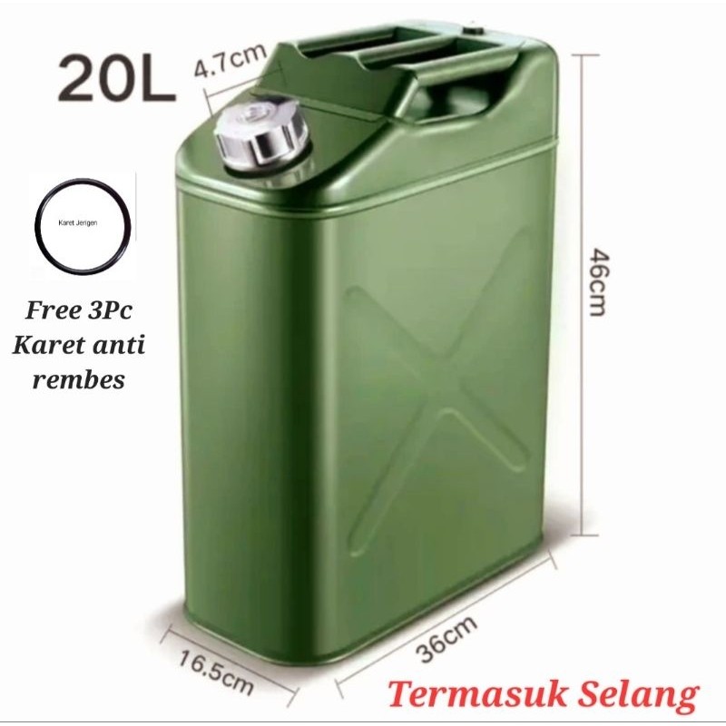 Jerigen besi army bensin solar Jerry can steel 20L 10L 5L