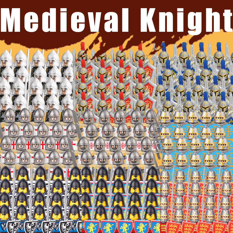 Meeval Military Rome Knight Buig Blocks Castle Army Warrior Soler Figures King Axe Dragon Shield Swo
