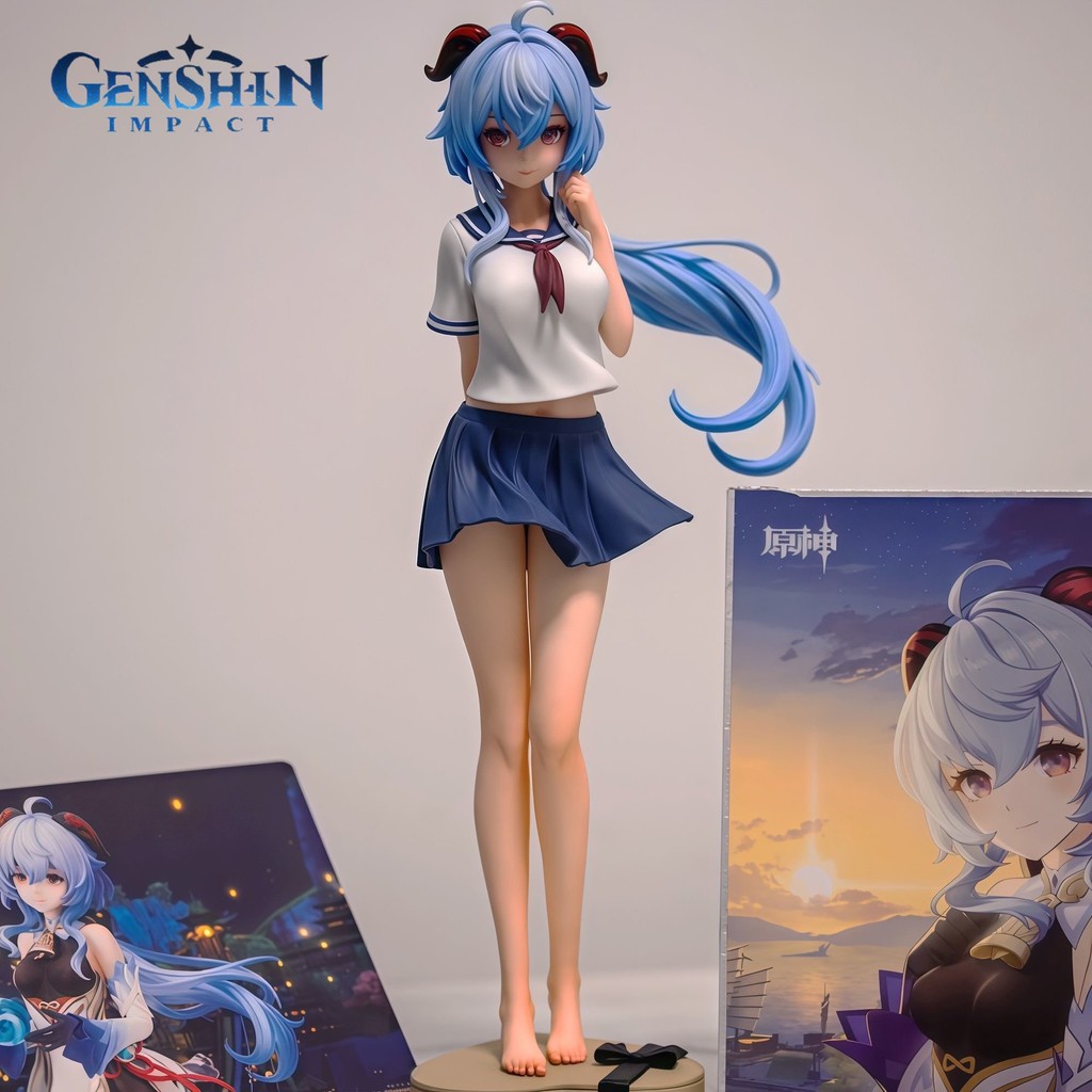 Genshin Impact Figure Ganyu Figures Sool Uniform Ganyu Kawaii Girl Figurine Pvc Statue Model Doll Ro