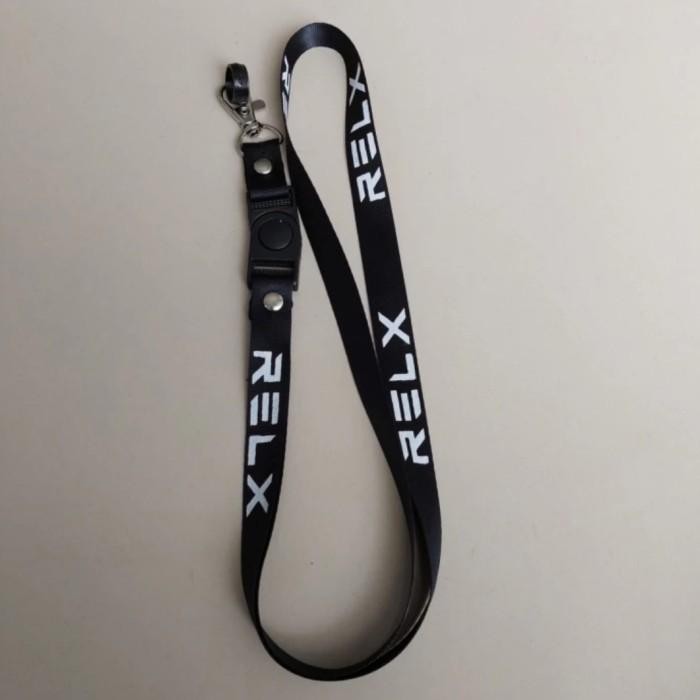 Best Seller[PROMO] Lanyard Gantungan Tali Relx Free Karet Kalung Tali Premium - Sablon Hitam
