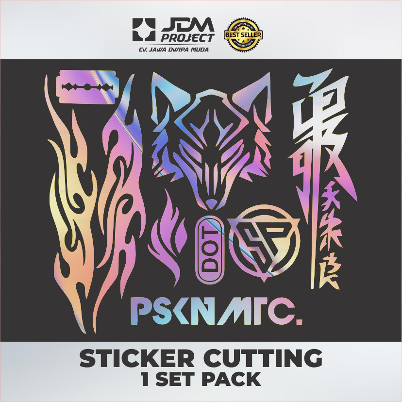 Cetak Kilat - Sticker cutting set pack wolf api  logo sp dot kanji katakana pskn matic Stiker cuting