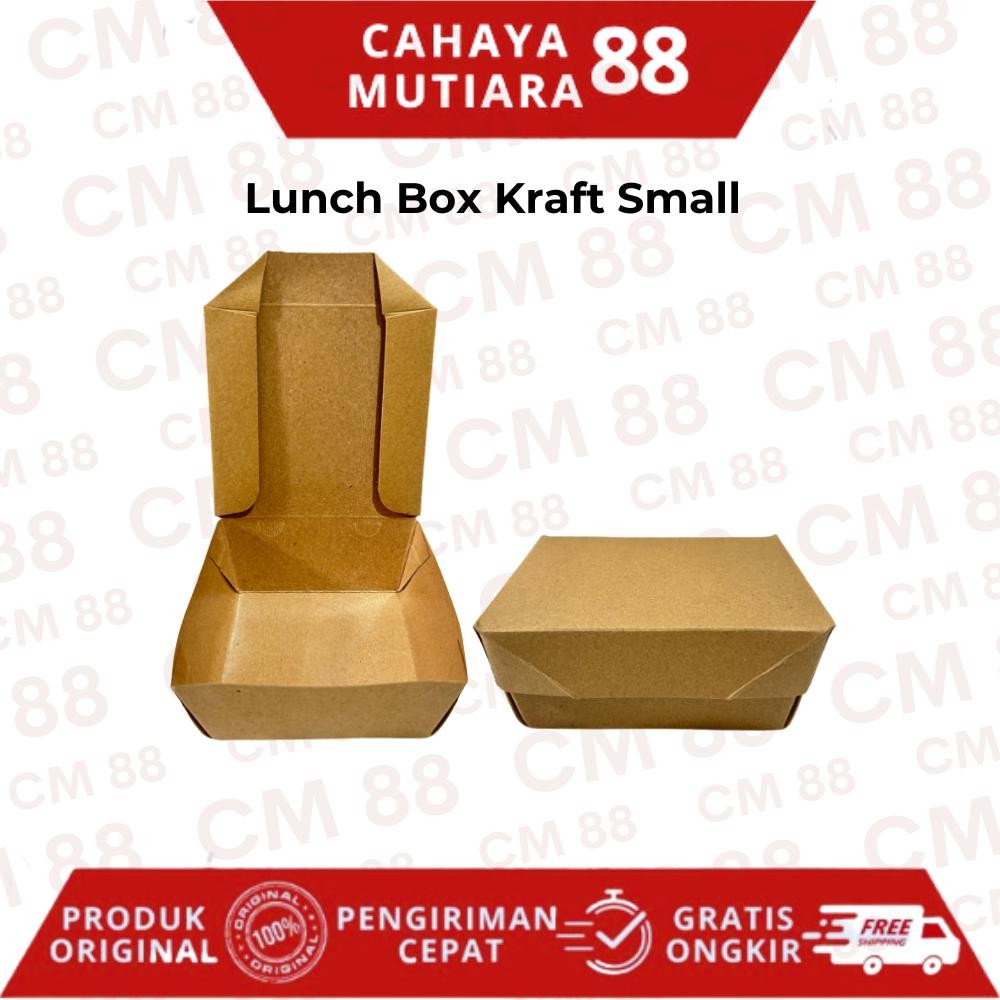 Paper Lunch Box/Dus Makan/Nasi Laminasi Coklat/Kraft Ekonomis Small/Kecil (Pak)