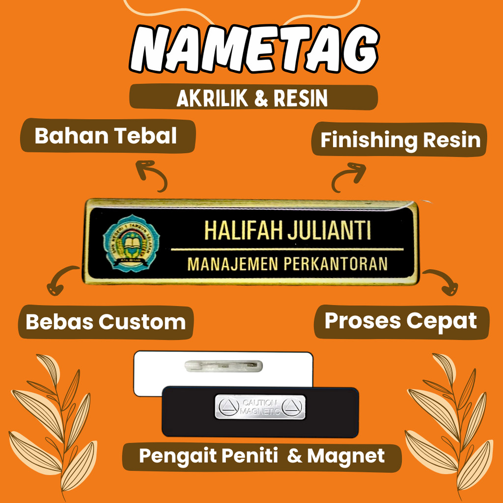 Nama Dada Plus Pin Korpri Nama Dada Kuningan Pin Korpri