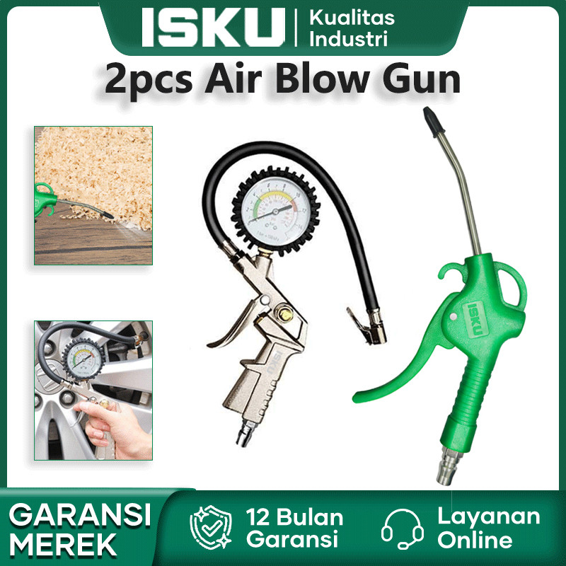 ISKU 3 In 1 Tire Inflator and Pressure Gauge Air Blow Gun Tire Pressure Gauge Tire Inflator