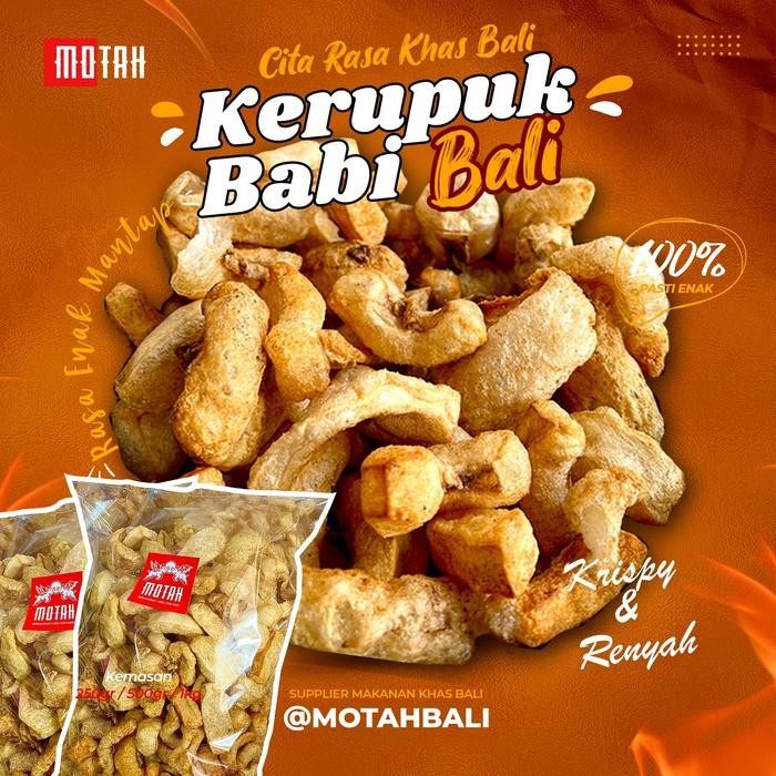 PROMO  Cemilan Kerupuk Babi Khas Bali / Kulit Rambak Babi / Kulit Babi Crispy / Kerupuk Babi Goreng 