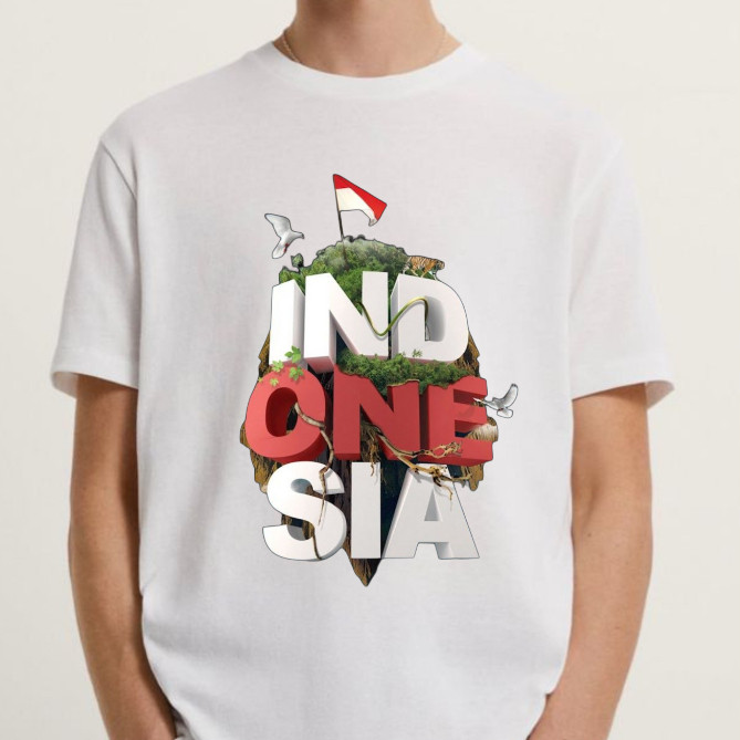 Kaos 3D Hari Kemerdekaan Indonesia/Kaos Pria/Kasual/Kaos Trendy/T-Shirt 3D Unisex Bahan Tebal Adem