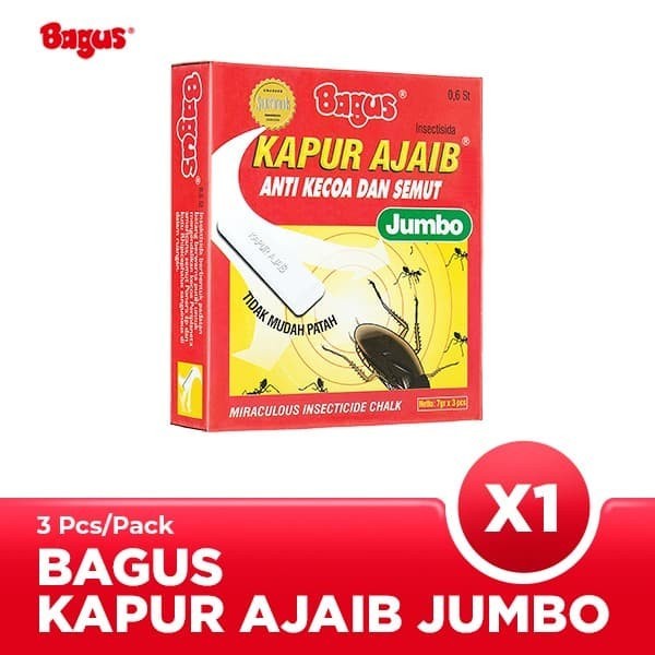 KAPUR AJAIB ANTI KECOA SEMUT KUTU BAGUS MERAH W-20504 ISI 3 JUMBO /