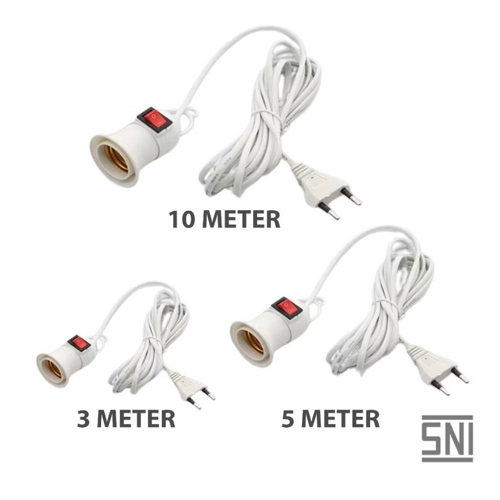 Fitting Lampu Gantung Kabel 3 Meter 5 Meter 10 Meter Fitting Lampu Gantung Saklar