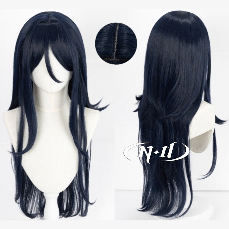 ND Hoshino Ichika Cosplay Wigs Project SEKAI Cosplay Long Navy Blue-black Hair Wigs for Game Comic C