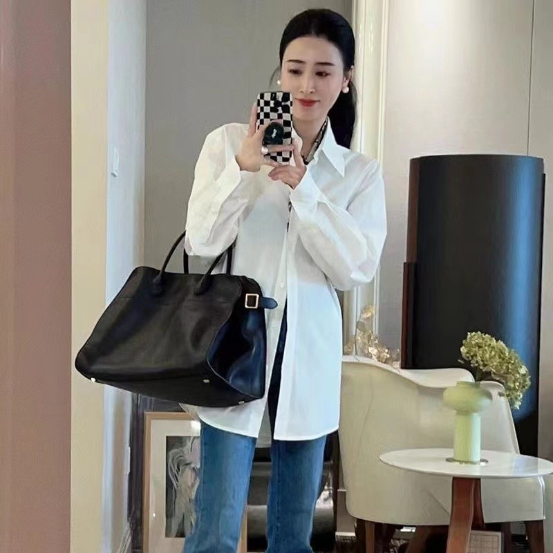 2024 New The bag Row genuine leather large capacity cowhide commuter Margaux15 handheld tote bag Mar