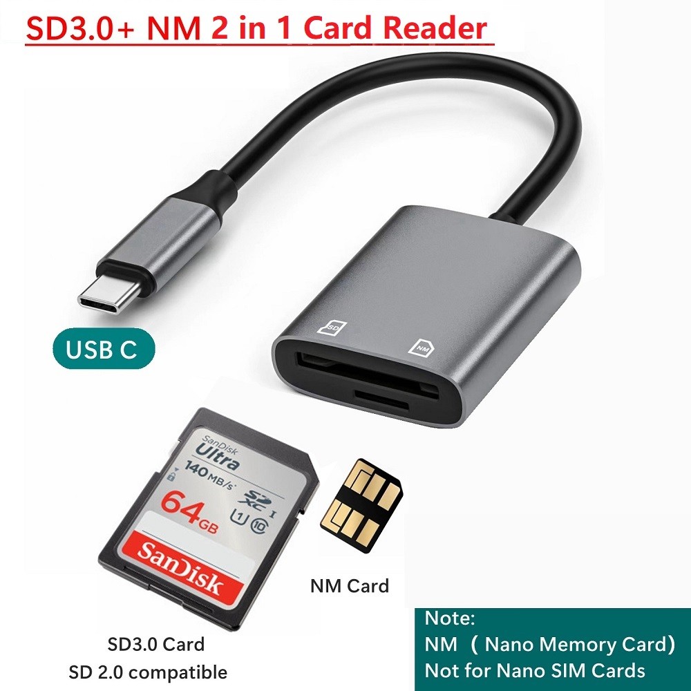 TypeC Nano Memory Card Reader Huawei NM Card Adapter USB-C SD Card Reader for Huawei Nova Honor Data