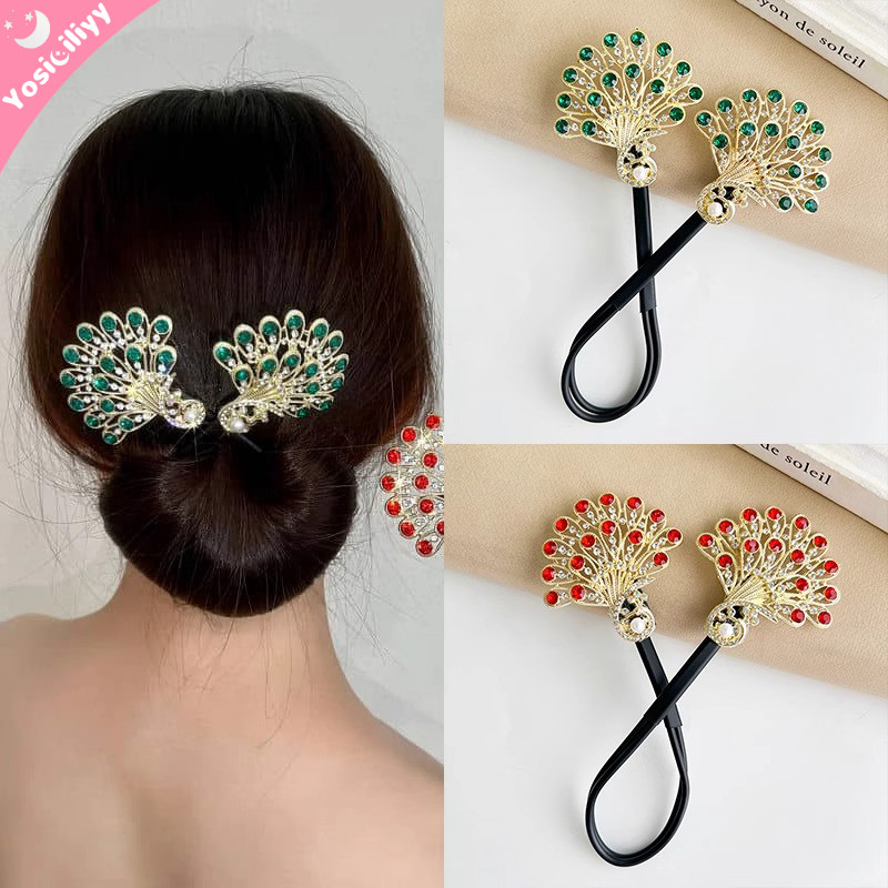 COD Temperamen jepit rambut malas jepit rambut High-end Retro Peacock Hair Clip rambut bunga belakan