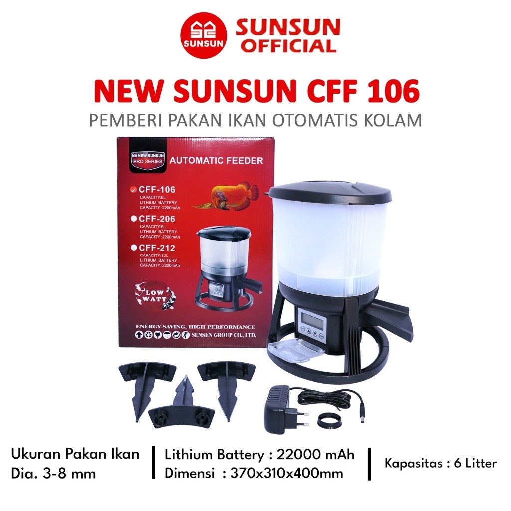 PAWFECT ( AUTOMATIC FEEDER ) NEW SUNSUN CFF 106 / CFF 206 / CFF 212 + ADAPTOR FOOD TIMER PEMBERI MAK