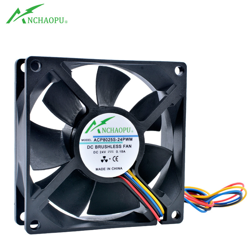 ACP8025S-24PWM 8cm 80mm fan 80x80x25mm DC24V 0.15A 4 wires 4pin pwm speed control cooling fan for in