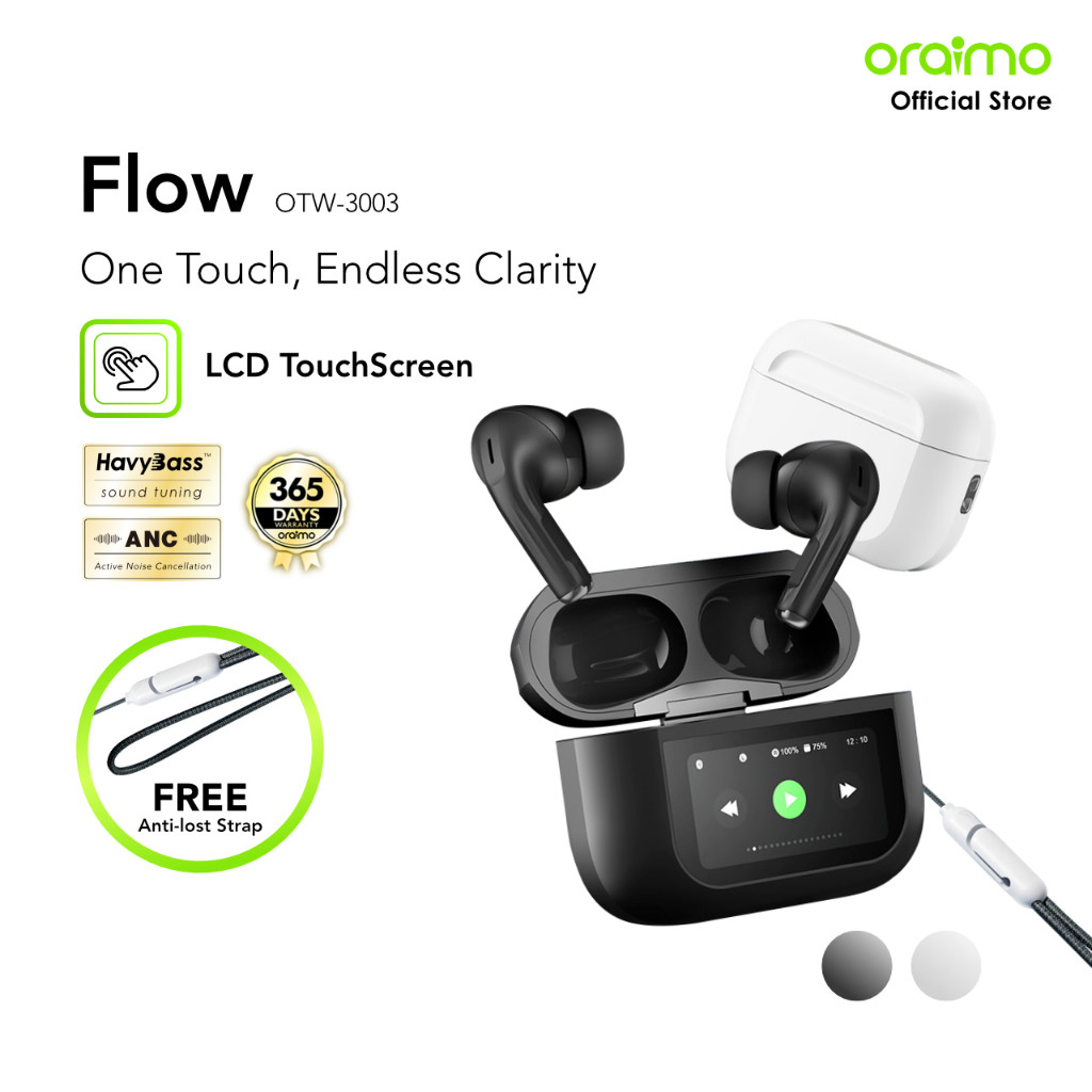 oraimo Flow OTW-3003 Stereo Nirkabel Sesungguhnya V5.4 ENC IPX4 Headset Super Bass Headphone Earphon