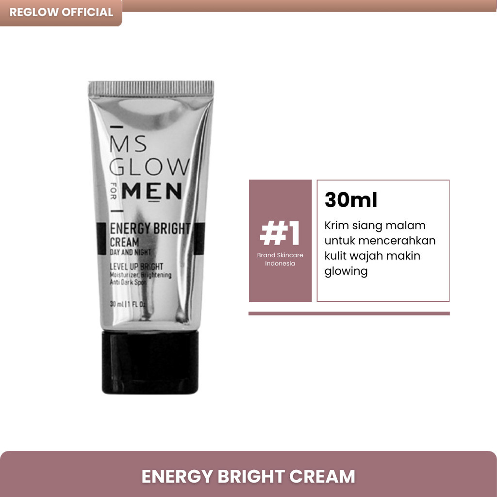 ORIGINAL MS Glow Men Energy Bright Cream Pemutih Wajah Glowing Cepat Pria Krim Wajah Kusam Glowing C