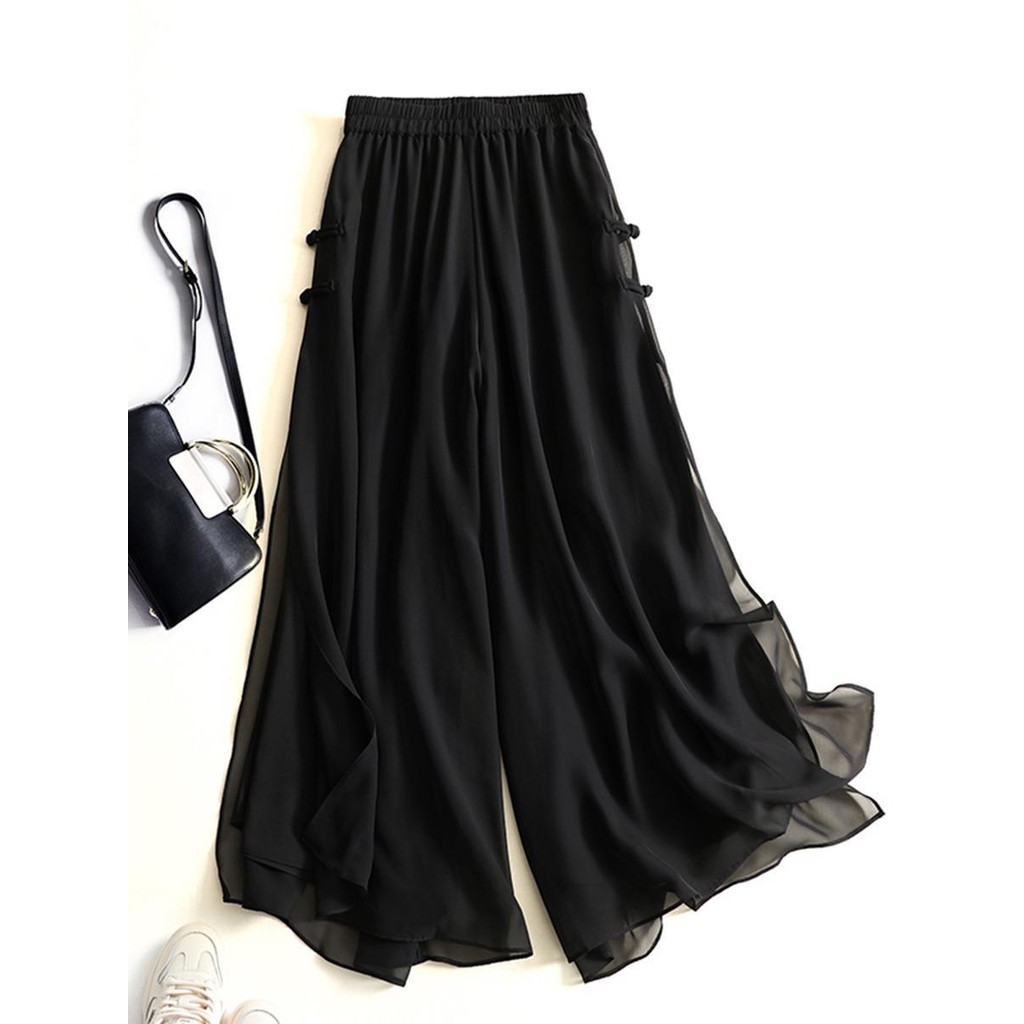 Celana Lurus Lebar Gaya Retro Cina Baru untuk Wanita