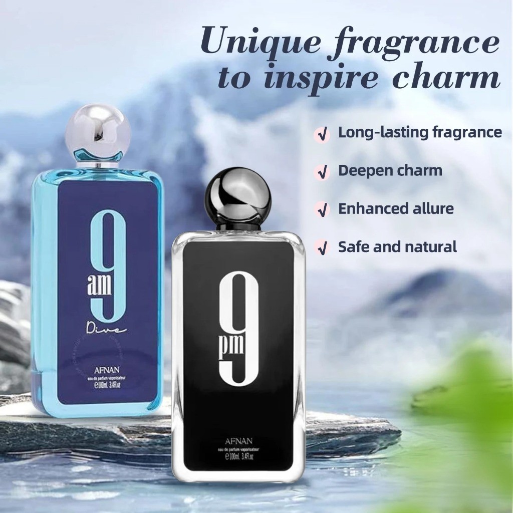 100ML AFNAN Eau de Parfum ringan untuk pria dan wanita pukul 9 pagi, aroma feromon tahan lama pukul 