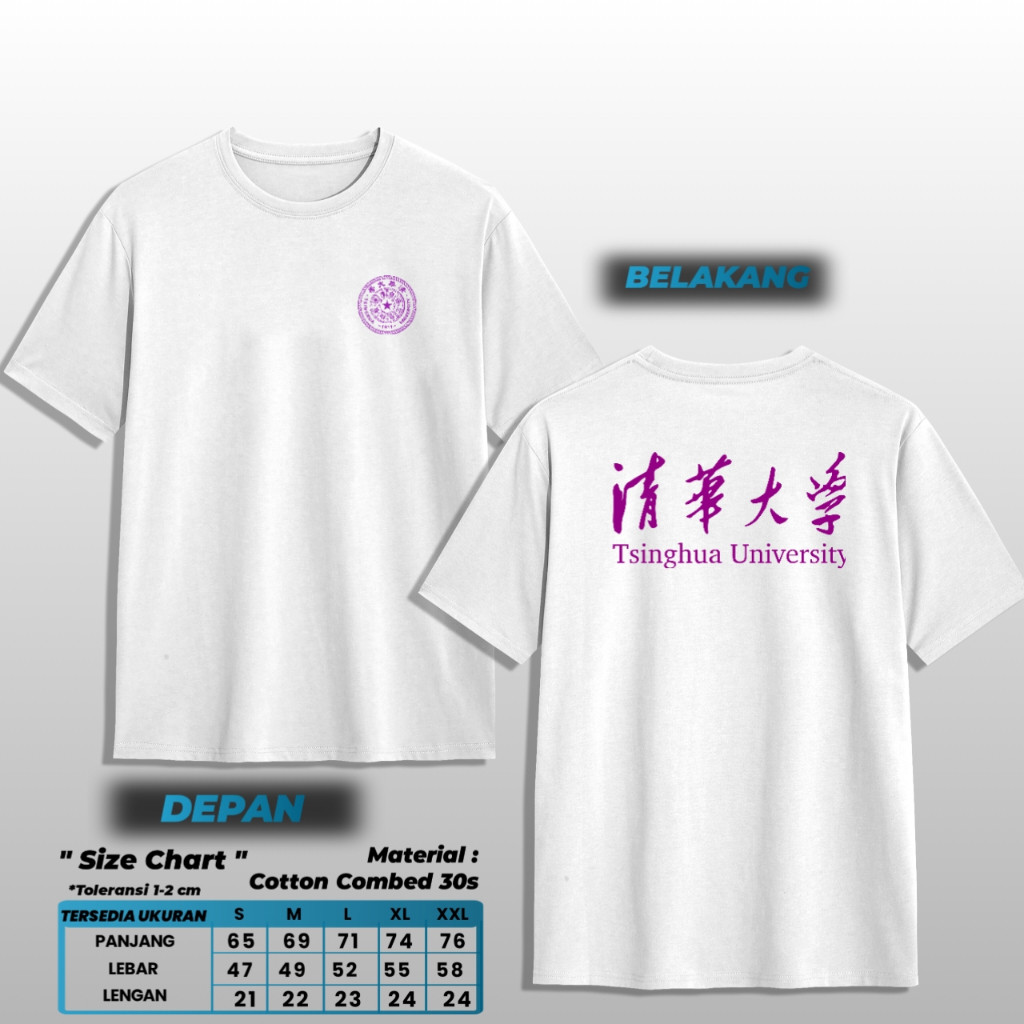 Kaos Tsinghua University Baju Distro T-Shirt Universitas Kaos Katun Combed Premium 20