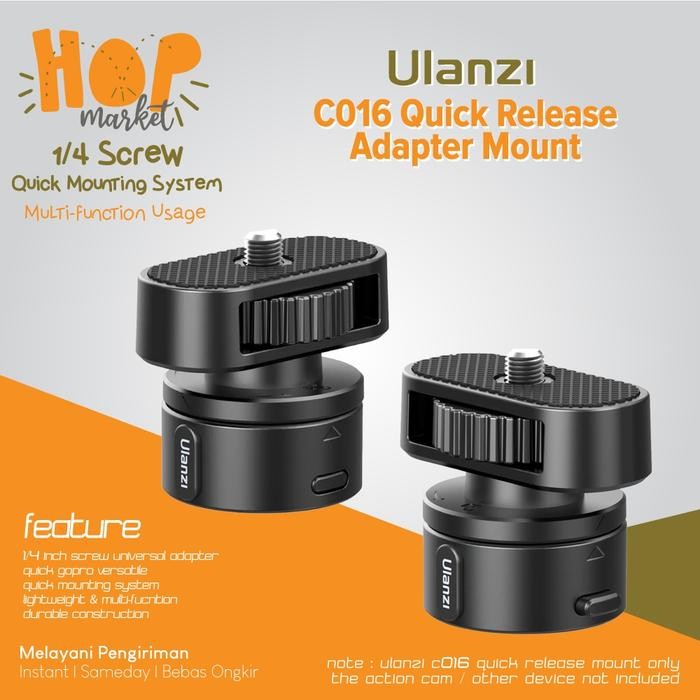 ULANZI C016 Magnetic Quick Release 1/4 Screw Adapater Tripod Mount for Kamera / LED / Mic / Clip HP 
