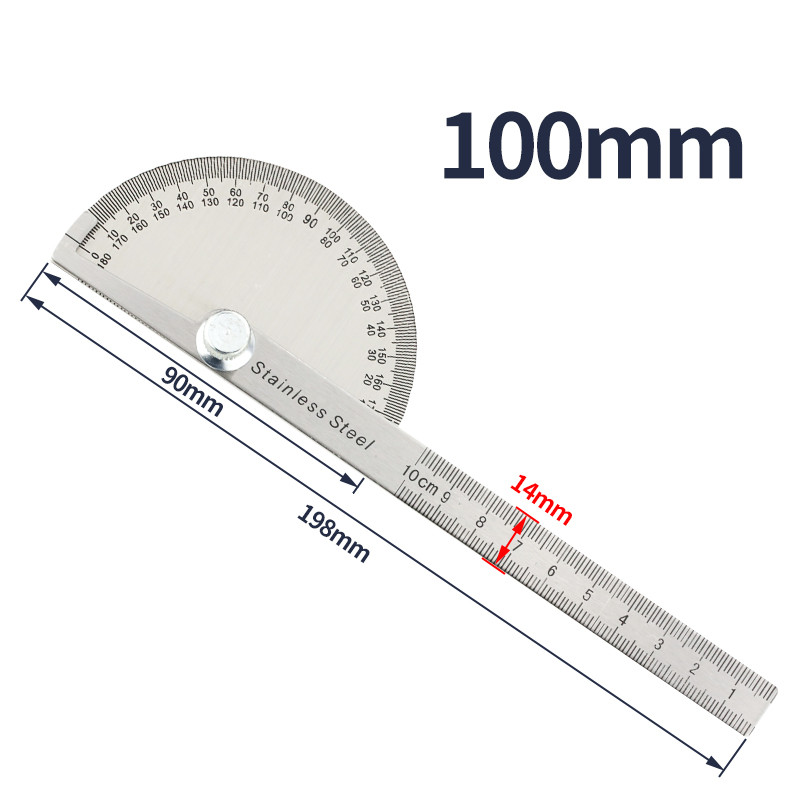 180 Degree Protractor Metal Ruler Angle Meter Stainless Steel Angle Ruler Angle Gauge Angle Finder G