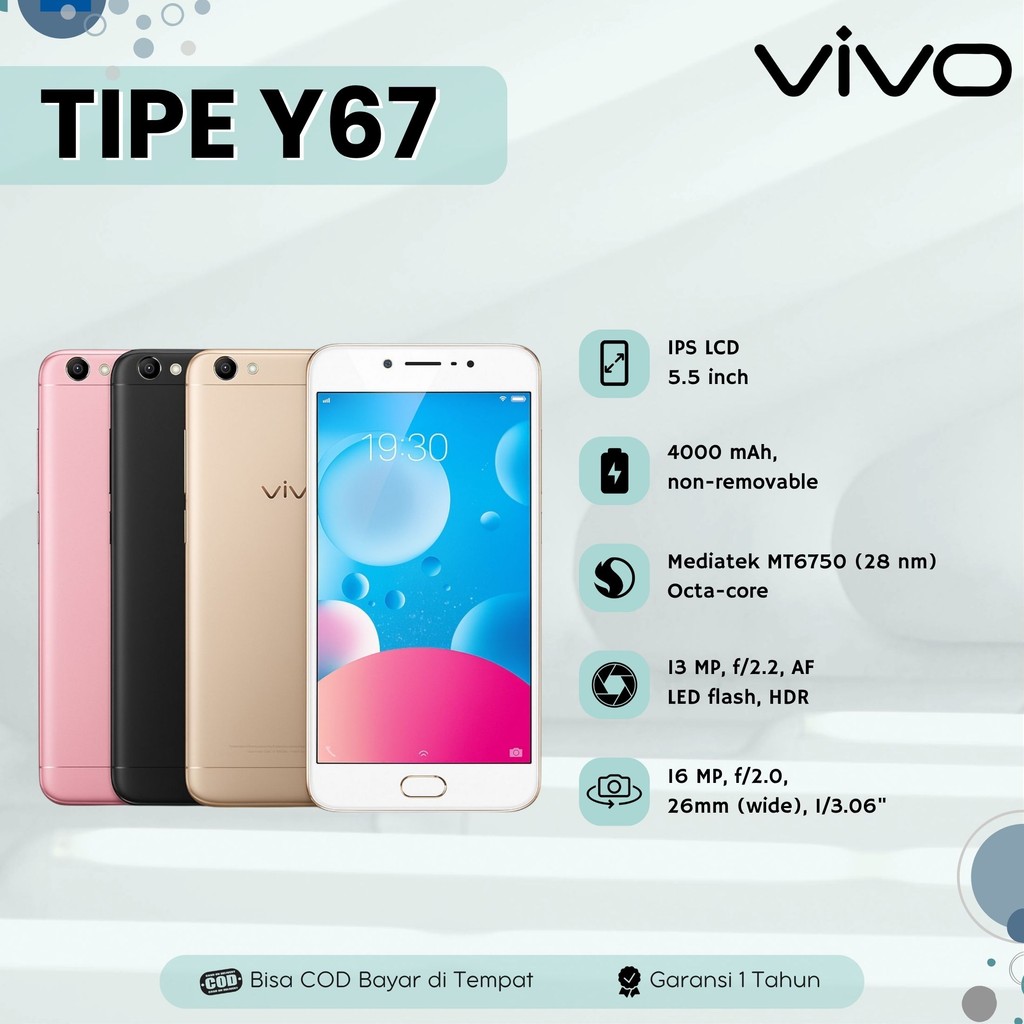 HP VIVO Y67 RAM 6+128GB Smartphone Android GARANSI