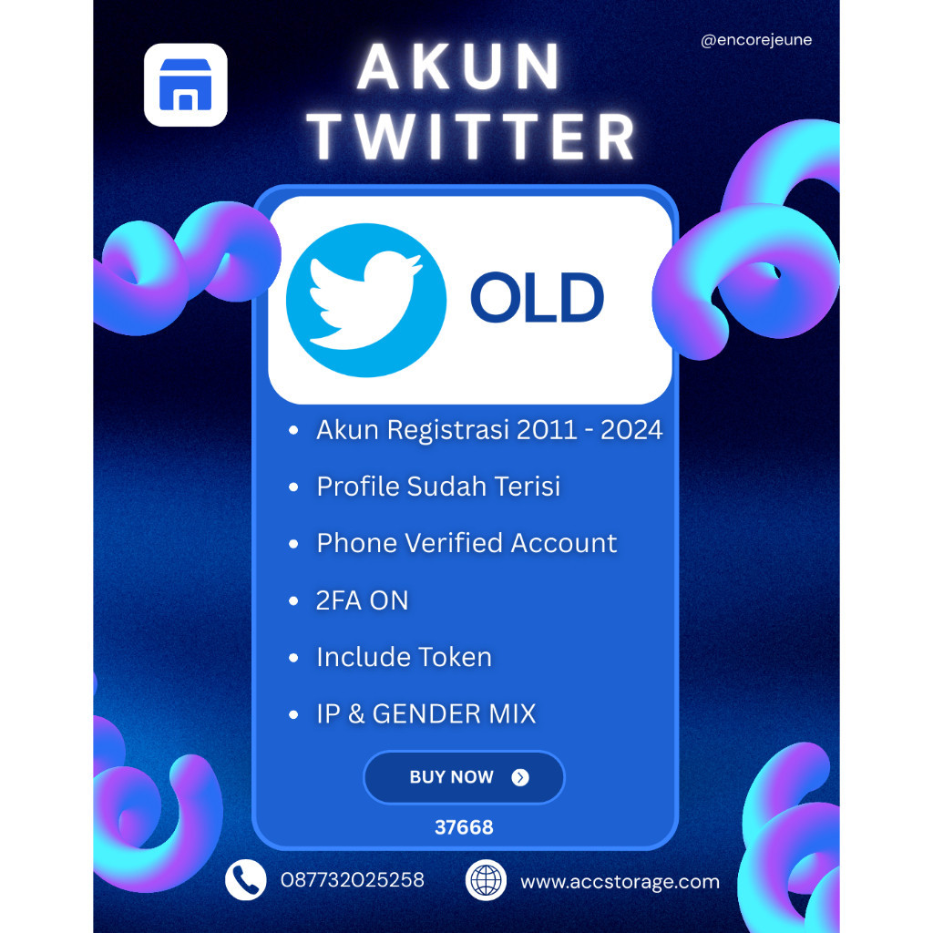 Akun Twitter | Twitter Tua | Twitter OLD | Tahun 2011-2024 | PVA | 2FA | Token
