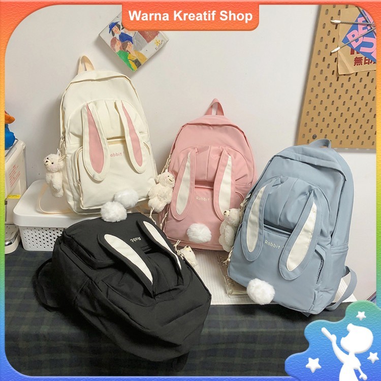Tas Ransel Anak Perempuan Model Telinga Kelinci Lucu Tas Sekolah Style Korea Akademik Hadiah untuk P