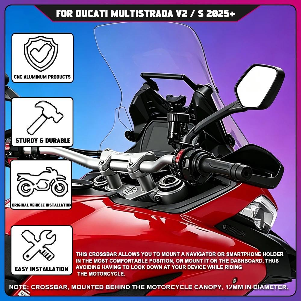 Untuk DUCATI MULTISTRADA V2 / S 2025+ Penyangga Ponsel Navigasi Motor Baru, Dudukan Braket Pelat Nav