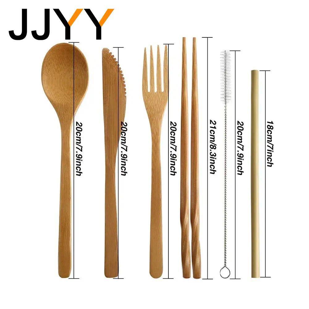 Bamboo Travel Cutlery Reusable Bamboo Cutlery with Carrying Case Portable Wooden Cutlery Bamboo