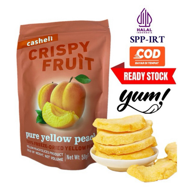TERLARIS [HALAL] casheli Yellow Peach Kering Crispy Freeze-dried Yellow Peach Buah Alsi
