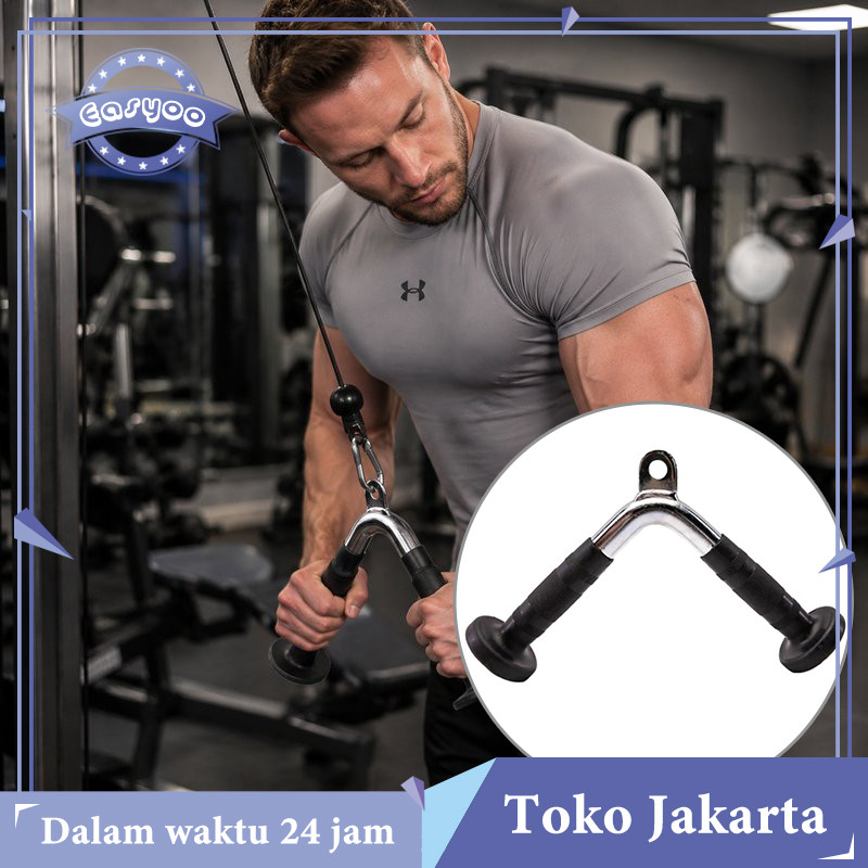 V Bar Handle Handle Pull Down Bar Seated Row Tricep Bar Alat Fitness Rubber Grip Grip Bar Gym
