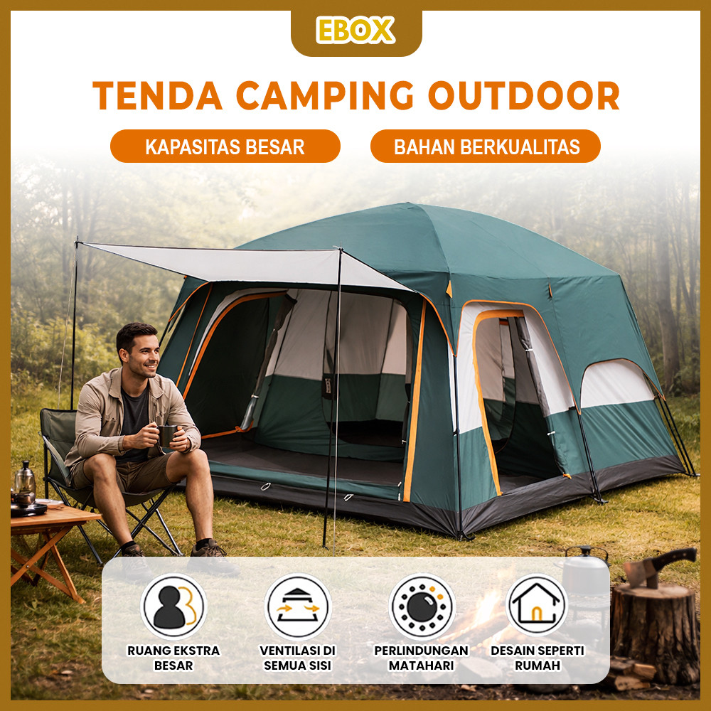 Tenda Camping Jumbo 10-13 Orang Tenda Outdoor Ada 2 Ruangan Waterproof Luxury Automatic