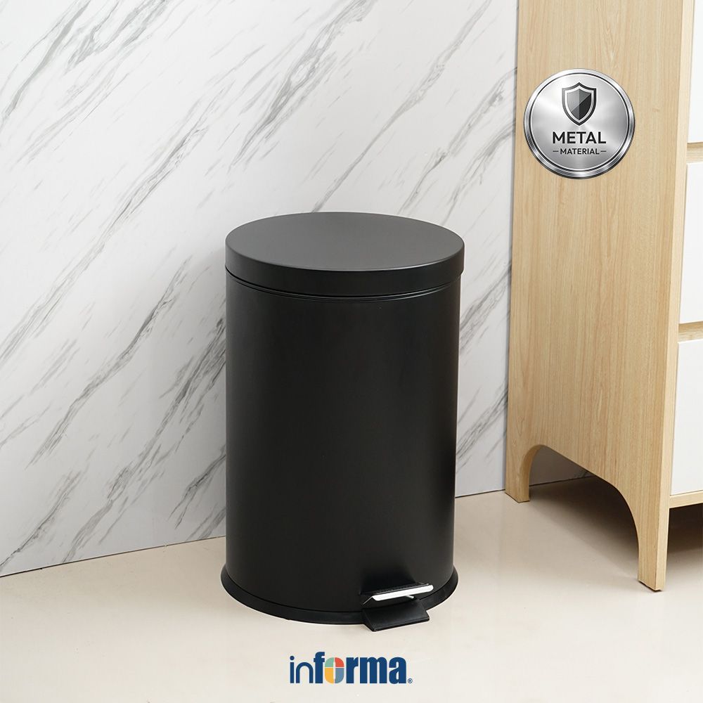 Informa 20 ltr Jet Tempat Sampah Pedal Slow Close - Hitam Tong Sampah Wadah Pembuangan Alat Kebersih